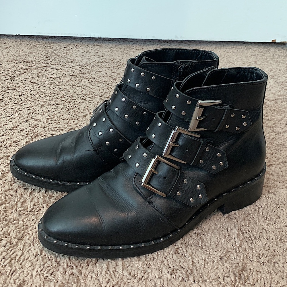 ASOS ASHER Leather Studded Ankle Boots